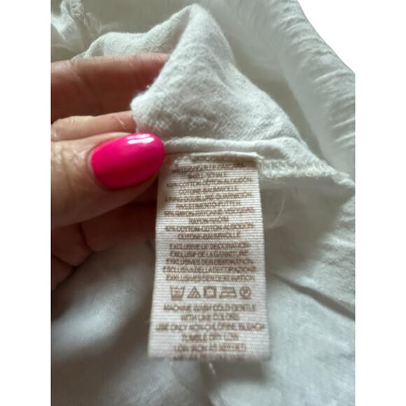 Free People White Cotton Gown with Black Embroidery Detail - Size M - Picture 10 of 16